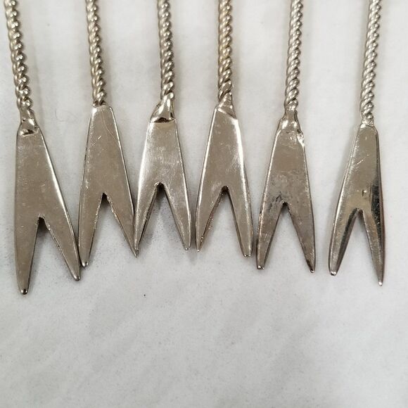 Gemstone polished stoned silver (sterling?plated?)cocktail pick 6 count - Picture 5 of 12